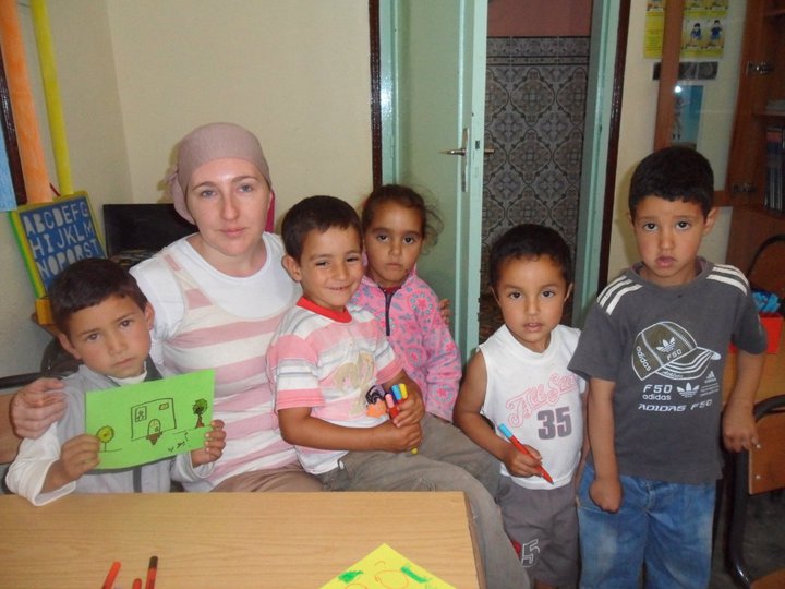 Emma with some of the children